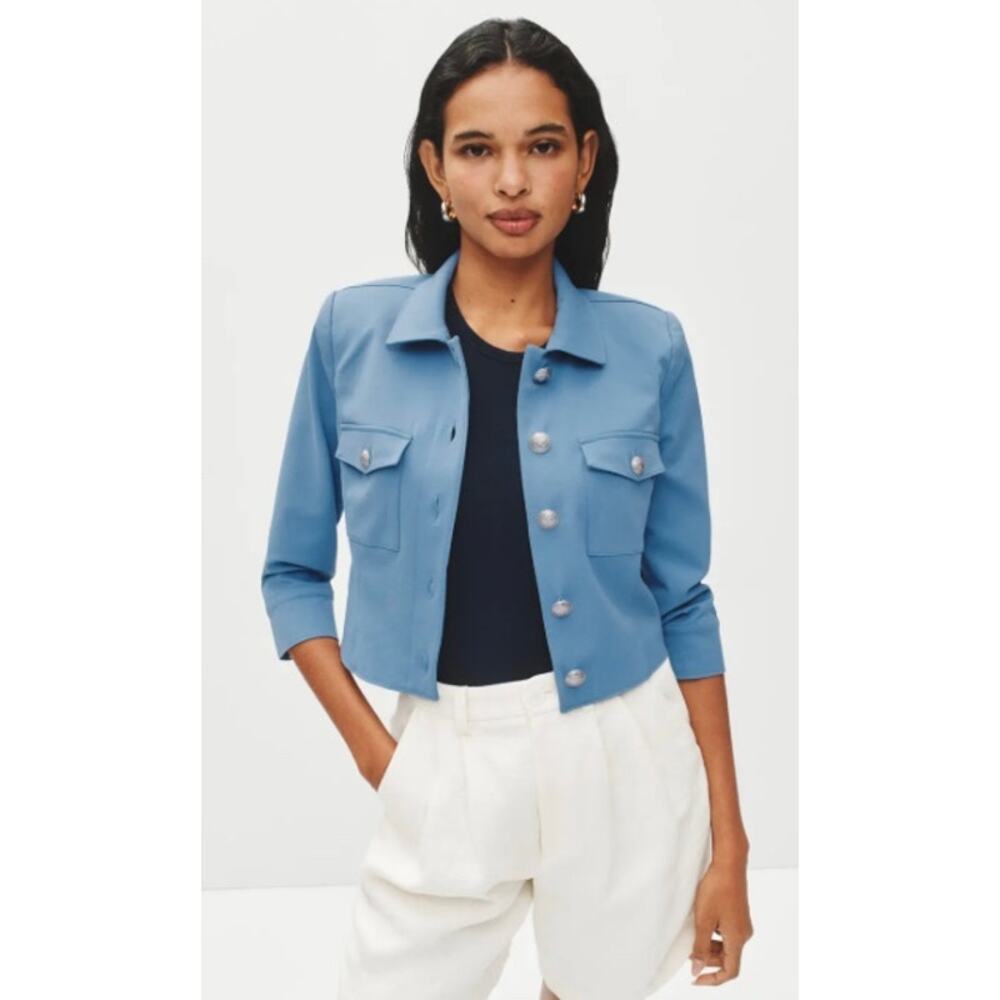 L'AGENCE Kumi Cropped Fitted Jacket Blue Mist Size‎ 10 NWT